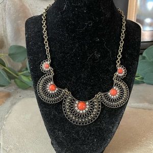 Red marble statement necklace